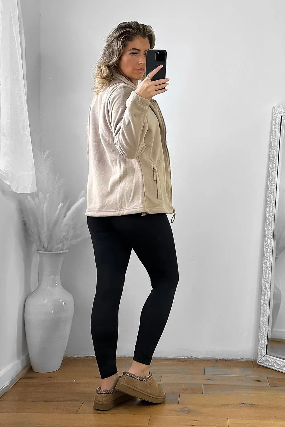 Zipped Front High Neck Fleece Jacket