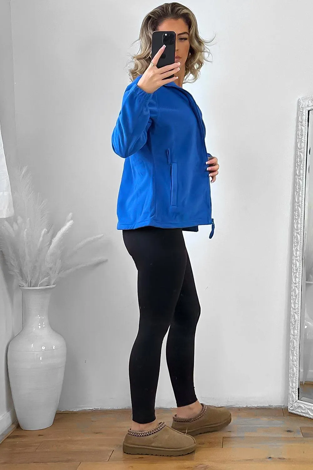 Zipped Front High Neck Fleece Jacket